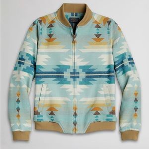 Pendleton Wool Bomber Jacket in Aqua Rio Rancho